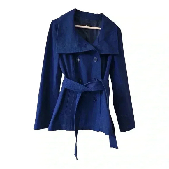 GAP Jackets & Blazers - GAP Blue Lined Cotton Belted Wrap Jacket Size Small